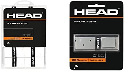 Head 12 Xtremesoft, Tennis Accessori Unisex Adulto, Bianco, Taglia Unica & Hydrosorb Grip, Overgrip Anti Scivolo Unisex – Adulto, Grigio, Taglia Unica