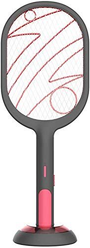 Buyter Famiglia 2 in 1 Insetto Elettrico Trap Racket USB LED Light Tennis Zapper Bug Racchetta Ricaricabile Mosquito Killer Swatter (Nero)