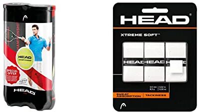 Head 2X4B Championship Novak, Palline Tennis Unisex Adulto, Giallo, Taglia Unica, 8 Palle & Xtremesoft, Accessori Tennis Unisex Adulto, Bianco, Taglia Unica