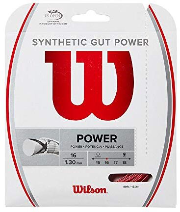 Wilson Synthetic Gut Power,  Corda per Racchetta da Tennis, Calibro 16 (1.30 mm), Rosso