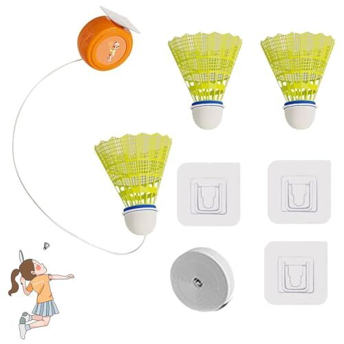 GOUDE Allenatore di rimbalzo per badminton Attrezzatura per attrezzi di rimbalzo per autoapprendimento per giocatore singolo Allenamento con racchetta per studio autonomo (3 palline)