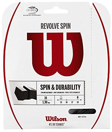 Wilson Corda da Tennis Revolve Spin, 12.2 m, Unisex, Nero, 1.30 mm