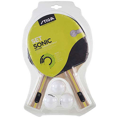 STIGA Sonic, Racchetta da Ping Pong e Set Palle Unisex-Adulto, Nero/Rosso