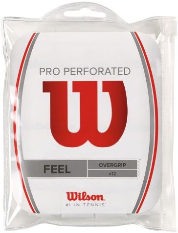 Wilson Grip Tennis  Impugnatura Pro Overgrip Perforated, Unisex, Bianco, 12 Unità