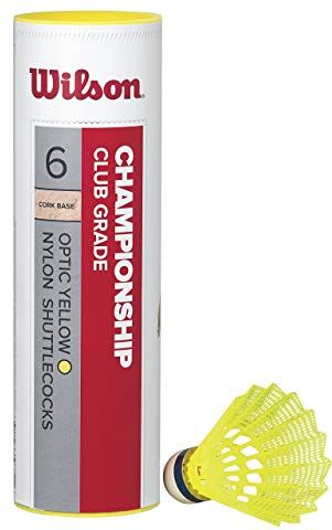 Wilson Championship Volani da Badminton, Confezione da 6, Velocità 78, Plastica/Sughero Naturale, WRT6044YE78, Giallo