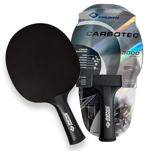 Schildkröt Donic-, Racchetta da Tennis da Tavolo CarboTec 3000, 50%, Manico Concavo, Spugna da 1,9 mm, Gomma Energy QRC-ITTF,