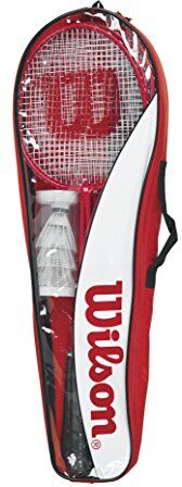 Wilson Tour, Set da Badminton, Include 4 Racchette, 3 Volani, 1 Rete, 2 Supporti Telescopici per Pavimento e Borsa di Trasporto,  Unisex-Adulto, Rosso, Taglia Unica