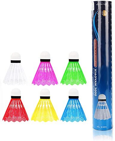 Homeriy 12 volani da badminton in plastica per sport al chiuso e all'aperto, giochi di fitness assortiti, palline da badminton in plastica colorata