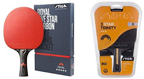 STIGA Royal Five Star Carbon &  3-Star Trinity, Concave, Racchetta Da Ping Pong Unisex-Adulto, Nero/Rosso, Taglia Unica