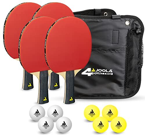 JOOLA Set da Ping Pong Quattro, Unisex Adulto, Multicolore, 28,5 x 26 x 8,5 cm