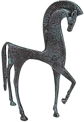 Design Toscano Cavallo di Sparta Arte Greca del Ferro, Verde