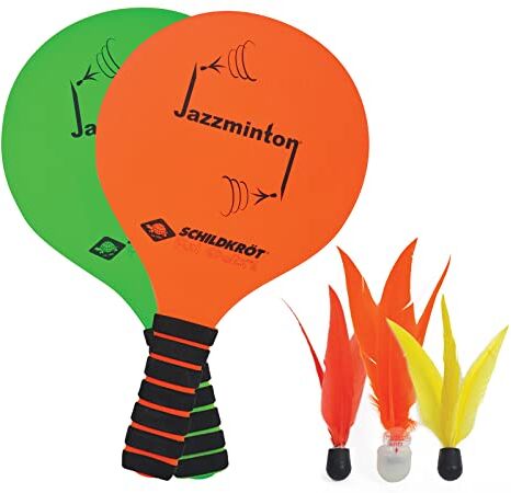 Schildkröt Funsports Jazzminton Set, Il Nuovo Set da Beach Tennis, 2 Racchette, 3 Birdies Uno con LED per il Gioco Notturno, Divertimento per Grandi e Piccini,