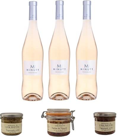 ProvencePremiumRosé Box aperitivo 100% Provenza: 3 * M Minuty Rose 2020 (75cl) + 2 + 1 Tapenades terrina Vigneron