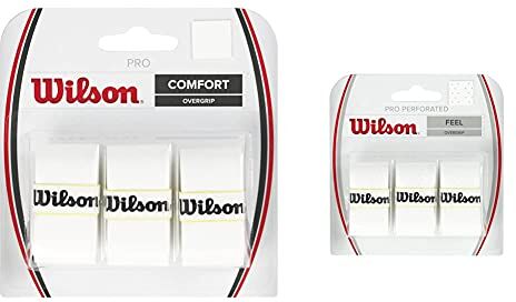 Wilson Grip WRZ4014WH Impugnatura PRO Overgrip, Unisex, Bianco, 3 unità & PRO Overgrip Perforated, Impugnatura per Racchetta da Tennis Unisex-Adulto, Bianco, Taglia Unica