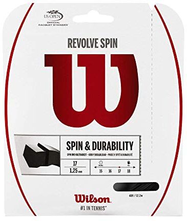 Wilson Corda da Tennis Revolve Spin, 12.2 m, Unisex, Nero, 1.25 mm