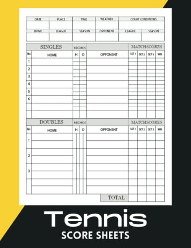 ART Tennis Score Sheet: Tennis Score Sheets to Record your Games, Tennis Match Score Sheet and Notebook, Tennis Scorecards, Tennis Score Keeper Book, 120 Pages 8.5 x 11 in