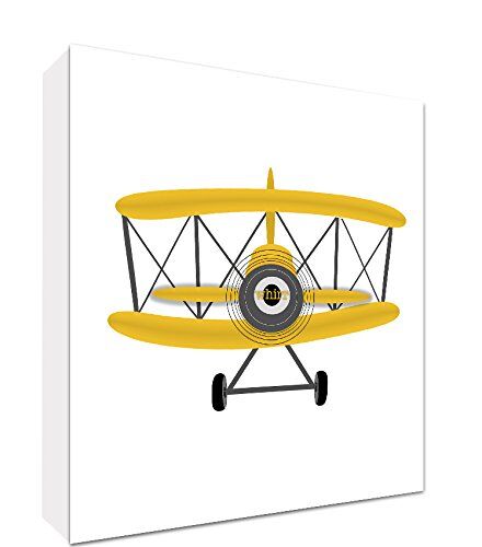 ART Planea5Blk-06R-It Aeroplano Annata Token Decorativo in Acrilico, Levigatura a Diamante, Disegno Illustrativo, Giallo/Bianco, 14.8x21x2cm