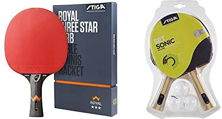 STIGA 3 Stelle Royal, Racchetta Da Tennis Tavolo Unisex-Adult, Red/Black, One Size & Sonic, Racchetta Da Ping Pong E Set Palle Unisex-Adulto, Nero/Rosso, Taglia Unica