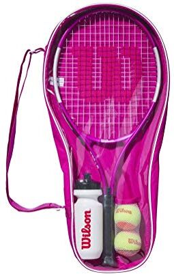 Wilson Ultra Pink Starter Set Kit,  Racchetta Ultra Pink 25, per Tennisti Principianti dai 9 ai 10 Anni, Bottiglia, 2 Palline da Tennis, Borsa Porta-Kit