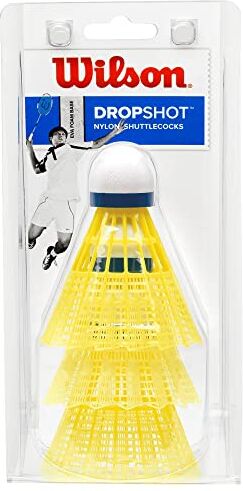 Wilson Dropshot Shuttlecocks, Volani da Badminton, 3 Pezzi, Plastica/Sughero Naturale, WRT6048YE Unisex, Giallo