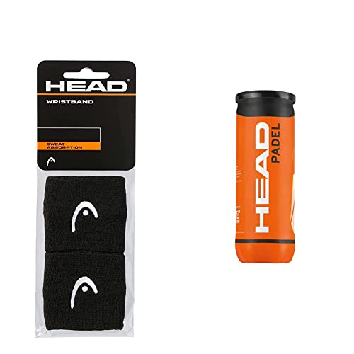 Head Polsino da 2.5”, Accessori Tennis Unisex Adulto, Nero, taglia unica & 3B Padel 6Dz, Palline Tennis Unisex Adulto, Giallo, Taglia unica