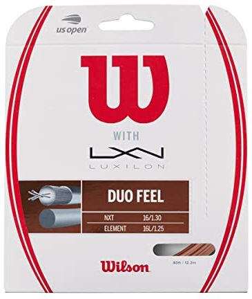 Wilson Corda da Tennis Duo Feel, 12.2 m, Corda Ibrida Luxilon Element e  NXT Bronzo/Natural, Unisex