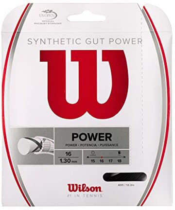 Wilson WRZ945200 Corda da Tennis Synthetic Gut Power, 12.2 m, Unisex, Nero, 1.30 mm