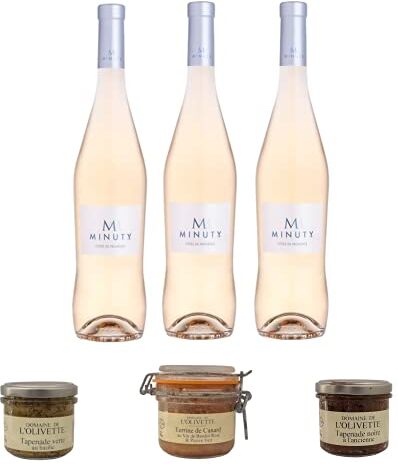 ProvencePremiumRosé Box aperitivo 100% Provenza: 3 * M Minuty Rose 2020 (75cl) + 2 + 1 Tapenades anatra terrine