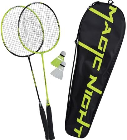 Talbot-Torro Set da Badminton Magic Night, 2 Racchette e 2 Volani Com Luce LED, per Giocare di Notte, in Una Borsa di qualità, , Taglia Unica