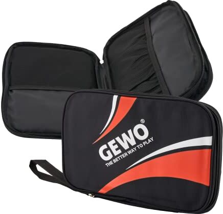 GEWO Unisex – Adulti Master Tavolo da Ping Pong Doppia Custodia, Nero/Rosso, 32 x 23 x 3 cm