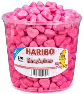 HARIBO Cuori di zucchero in schiuma  Herzbeben, confezione da 3 (3 barattoli da 1,2 kg)