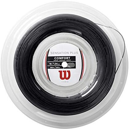 Wilson Sensation Plus,  Bobina di Corda per Racchette da Tennis, Calibro 16 (1.34 mm), Nero