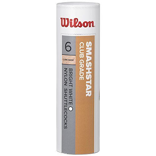 Wilson Smashstar Volani da Badminton, Confezione da 6, velocità 77, Plastica/Sughero Naturale, WRT6050WH77, Bianco