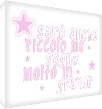 ART LITTDR-A7BLK-13IT Token Decorativo in Acrilico Levigatura a Diamante con Testo Sarò Anche Piccolo ma Sogno Molto in Grande, Rosa Chiaro, 10.5 x 7.4 x 2 cm