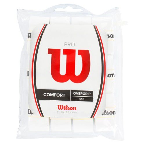 Wilson PRO Overgrip Comfort, Impugnatura per Racchetta da Tennis Unisex-Adulto, Bianco, 12 Pezzi