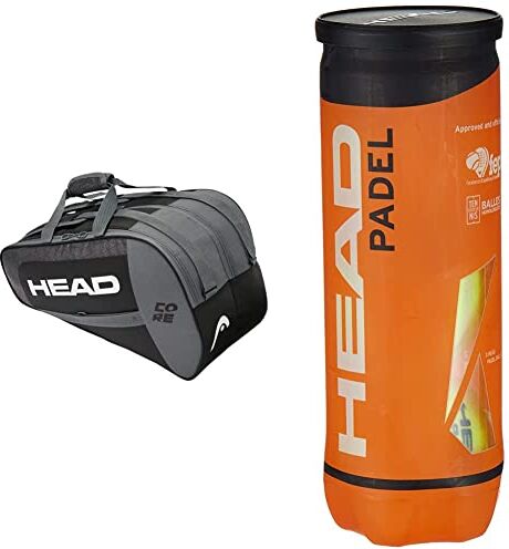 Head Core Combi, Borsa da Tennis da Padel Unisex-Adulto, Nero e Bianco, Misura Standard & Tube 3 Padel Palline