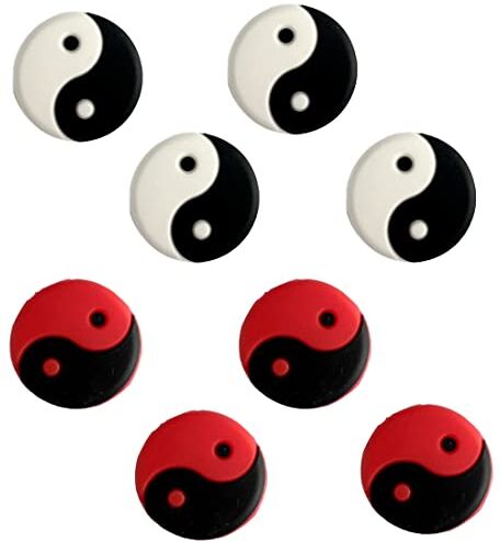 VOLLGUFEN 8 pz Antivibrazione tennis，Antivibrazione per tennis，Tennis accessori，Tai Chi Silicone Racchetta Ammortizzatore，per Tutti I Modelli Racchetta Da Tennis Racchetta e Badminton Accessori（Bianco e Rosso）