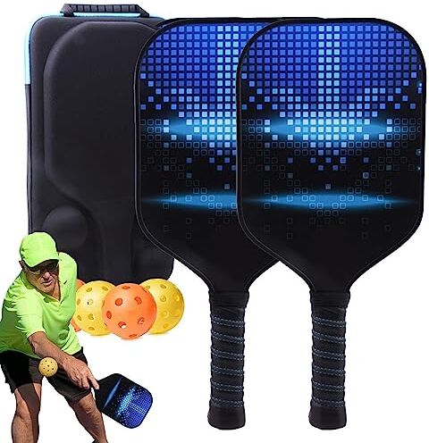 Ditanpu Pickleball Pagaie,Set di paddle per pickleball Racchette per pickleball leggere e portatili con palline, attrezzature per pickleball in fibra di vetro per interni ed esterni