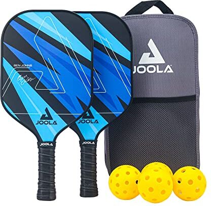 JOOLA Ben Johns Set da pickleball con 2 racchette in fibra di vetro, include 2 palline da pickleball da interno e 2 da esterno e una borsa, set di racchette leggere per tutti i livelli, nucleo in