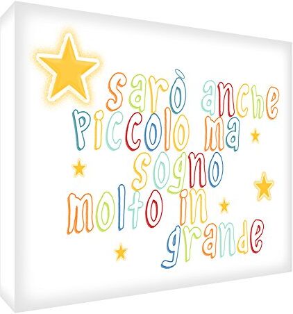 ART LITTDR-A7BLK-15IT Token Decorativo in Acrilico Levigatura a Diamante con Testo Sarò Anche Piccolo ma Sogno Molto in Grande, Multicolore, 10.5 x 7.4 x 2 cm