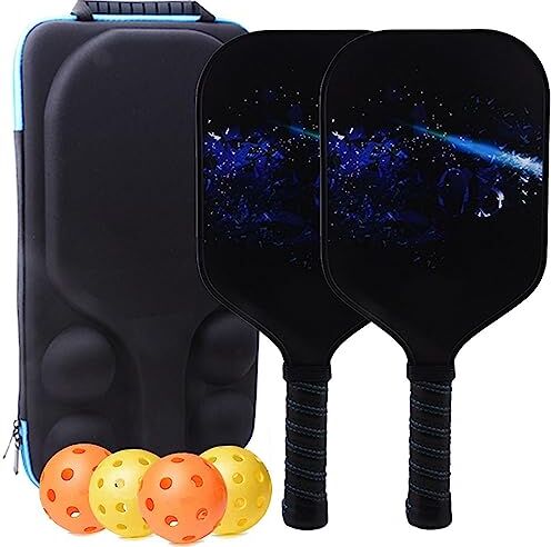 Youding Pickleball Set Set di racchette in fibra di vetro per principianti,Set portatile di racchette e palline da pickleball, attrezzatura da pickleball con palline per interni ed esterni