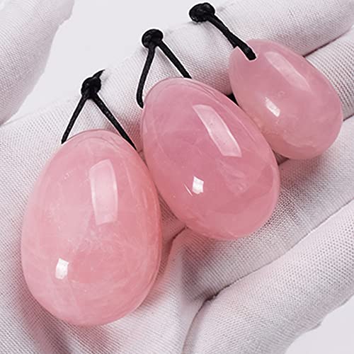 MiZuh Yoni Egg Set Massaggio Uovo 3 pezzi Set Cristallo di giada Quarzo rosa Massaggiatore muscolare con sfera Yoni per esercizi di Kegel, Quarzo rosa