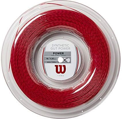 Wilson Synthetic Gut Power,  Bobina di Corda per Racchette da Tennis, Calibro 16 (1.30 mm), Rosso