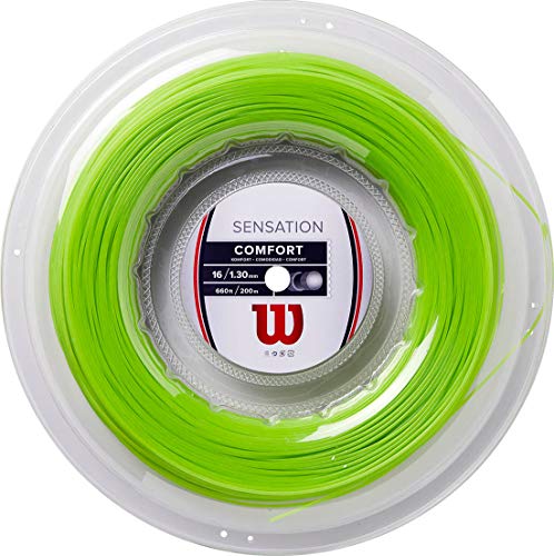 Wilson Sensation,  Bobina di Corda per Racchette da Tennis, Calibro 16 (1.30 mm), Verde Neon