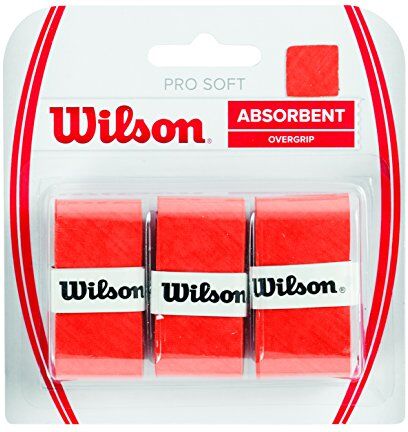 Wilson Grip WRZ4040OR Impugnatura Pro Soft Overgrip, Unisex, rosso, 3 Unità