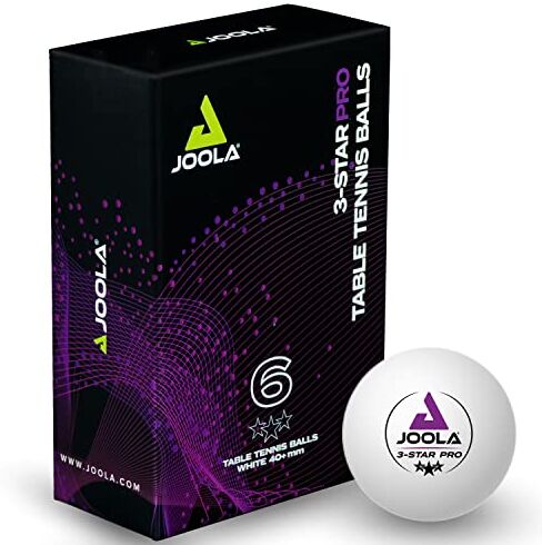 JOOLA Palline da tennis da tavolo 3-Star PRO 40+mm di diametro, palline da tennis da tavolo 3-Star Premium compatibili con gli ambienti interni ed esterni, bianche, 6 pezzi