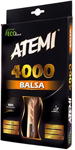 Atemi 4000 Racchetta da Ping Pong (Legno di balsa) PRO Offensive + Racchetta da Tennis da Tavolo  Controllo avanzato, velocità, Rotazione Principianti & Professionisti   5 Strati (Anatomica)