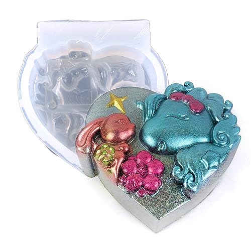 Asukohu Stampi versatili in 3D con cristalli per fai da te, stampi in silicone 3D a forma di cuore, decorazioni in resina con facilità stampi per torte