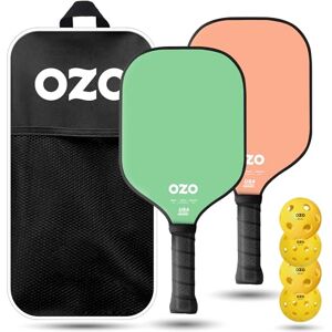 OZO Pickleball - Set di 2 racchette + 4 palline - Spark Fusion Essence - Interno & Esterno - Verde & Rosa OZO Pickleball - Set di 2 racchette + 4 palline - Spark Fusion Essence - Interno & Esterno - Verde & Rosa
