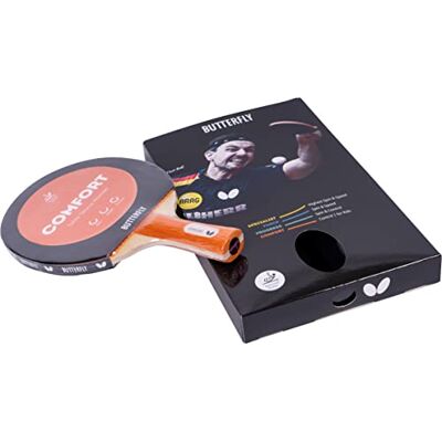 Butterfly Comfort racchetta da ping pong professionale per principianti e giocatori esperti gomme nere/rosse con omologazione ITTF per le competizioni superficie estremamente aderente Butterfly Comfort racchetta da ping pong professionale per principianti e giocatori esperti gomme nere/rosse con omologazione ITTF per le competizioni superficie estremamente aderente